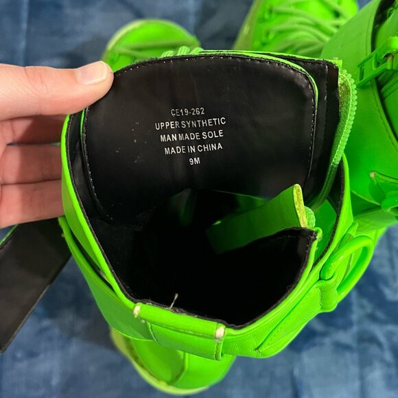 Dolls Kill X Club Exx Neon Green Platform Boots - Picture 6 of 7